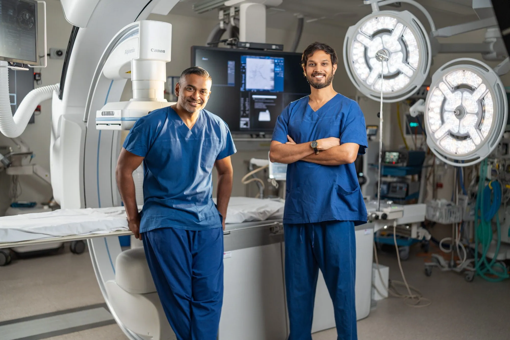 Dr Mihir Desai and Dr Suhrid Lodh in the angiography suite